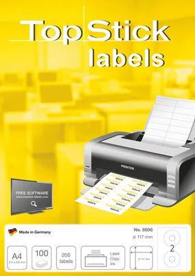 Produktbild von TOP STICK CD/DVD-Etiketten, Durchmesser: 117 mm, weiá