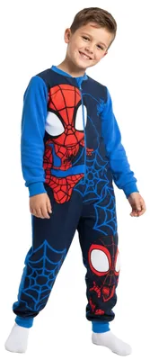 Produktbild von Marvel Spidey und seine Super-Freunde Jumpsuit für Jungen - Spiderman Overall Kinder Pyjama Schlafanzug Langarm Blau 122-128