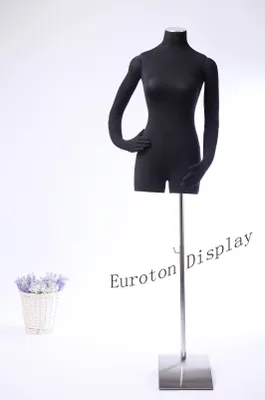 Produktbild von RH Schneiderbüste  Schneiderpuppe in schwarz mit flexiblen Armen. Metallplatte Höhe verstellbar Klamottengröße 36/38.
