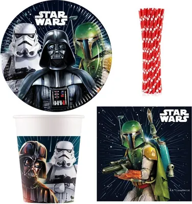 Produktbild von Party Deko Set Star Wars Galaxy Partyset zum Kindergeburtstag 66 tlg.