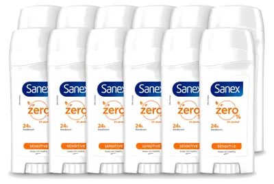 Immagine prodotto di 12 deodoranti stick Sanex Dermo Sensitive per pelli sensibili, 65 ml - confezione - 12 pezzi