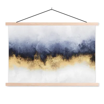 Produktbild von MuchoWow® Textilposter Abstrakt - Gold - Luxus 120x80 cm mit holzfarbenen Rahmen - Aufhängeset