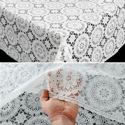 Produktbild von Tischdecke Lace Vinyl Häkelspitze Blumen Weiß Robust Wasserabweisend Breite 140 cm Länge 2000 cm