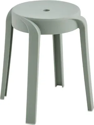 A single green stool shown from a slightly angled front view against a white background.
