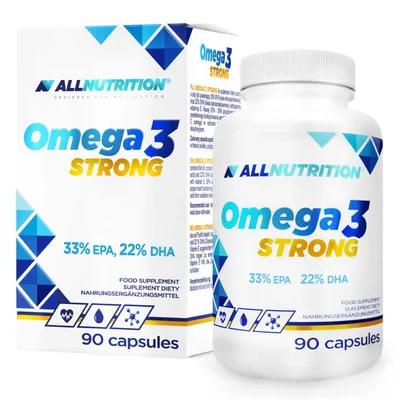 Produktbild von ALLNUTRITION Omega 3 Strong 90 Kapseln Omega-3 Fischöl EPA DHA Herzgesundheit Gehirnfunktion Nahrungsergänzung