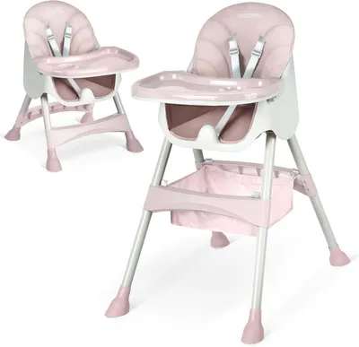 Produktbild von Kinderstuhl für Babys – Essstuhl für Kinder – Sicheres Essen – Klappbar, höhenverstellbar – Ab 6 Monaten – Rosa