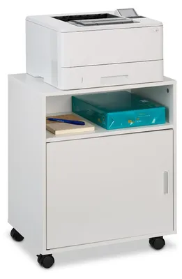 Obrázek produktu pro Kancelářská skříňka pod tiskárnu - Mobilní skříňka na kolečkách - Bílá - 57 x 48 x 34 cm