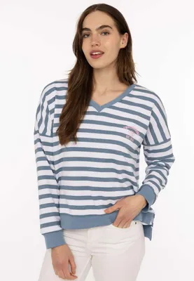 Produktbild von Zwillingsherz Sweatshirtpullover V-Neck Streifen ZH