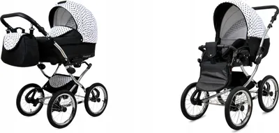 Produktbild von BabyLux® Margaret Exclusive | 2in1 Kinderwagen Set | Black Dots | Kombikinderwagen | Kinderwagen