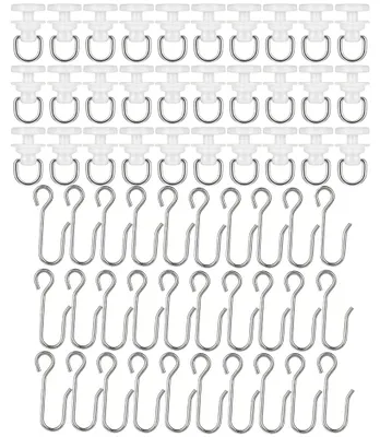 Gardinenhaken-Set, 60 Stück, weiß, für Schienensysteme, Kunststoff