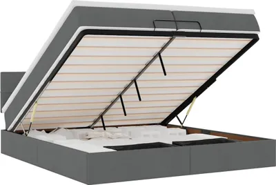 Image de vidaXL Lit ottoman avec matelas gris foncé 200x200 cm Tissu