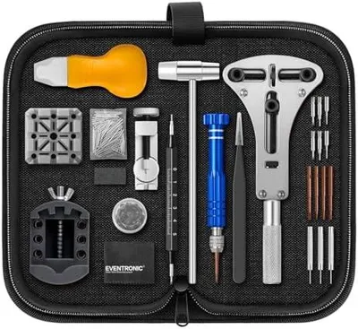 Produktbild von Eventronic【 Upgraded Uhrenwerkzeug Set 154-TLG, Uhr Batteriewechsel Werkzeug Uhren Reparatur, Uhrmacherwerkzeug Set mit Uhrenoffner öffner, Schraubendreh, Federstegwerkzeug