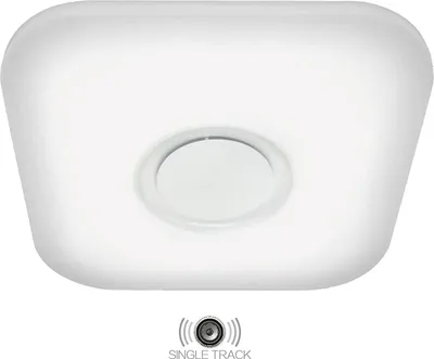 A white square ceiling light with a circular central element.