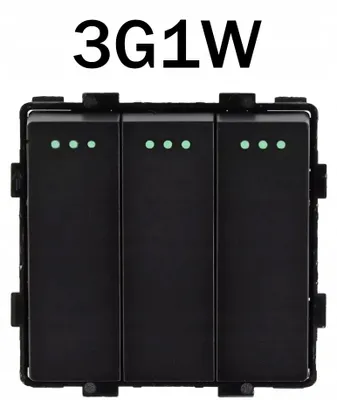 Produktbild von eLumos Dreifach-Lichtschaltmodul 3G1W Unterputz Schwarz