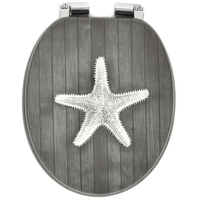 Produktbild von WC Sitz STARFISH Grau Toilettensitz Softclose MDF WC Brille Muschel Meer Deko