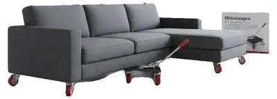 Productafbeelding van Meubelwagen, draagvermogen 544 kg, 5 zwenkwielen, rood