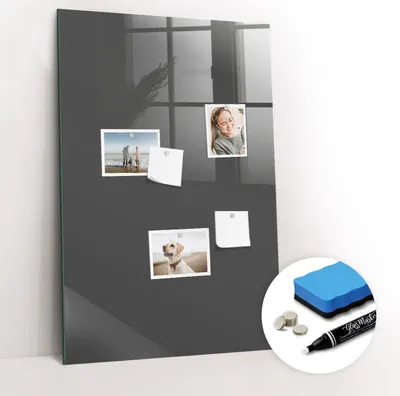 Produktbild von Magnetpinnwand Memoboard - Zubehörsatz - Weißer Marker + Schwamm + Magnete - 60 x 90 cm - Graue Farbe