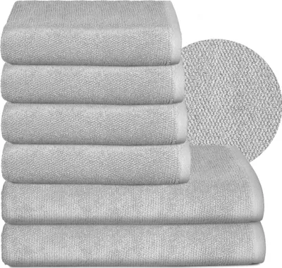 Produktbild von BEAUTEX Handtuch-Set Premium Frottier Sets,  Europe, 100% Baumwolle 550g/m², Oeko-TEX ,Hellgrau,Set: 4 Hand-, 2 Badetücher