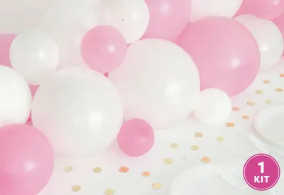 Produktbild von Luftballon Deko Set rosa weiß mit Konfetti