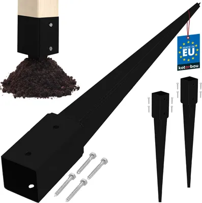 Obrázok produktu pre KOTARBAU® 2 ks Podpera stĺpika na zatĺkanie do 71x71x750 mm pozinkovaná oceľová práškovo lakovaná objímka na zatĺkanie do zeme kotva na zatĺkanie do zeme objímka na zatĺkanie do zeme objímka na zatĺkanie do zeme záhradného plotu zemný hrot zemná kotva objímka na zatĺkanie do zeme drevený stĺpik