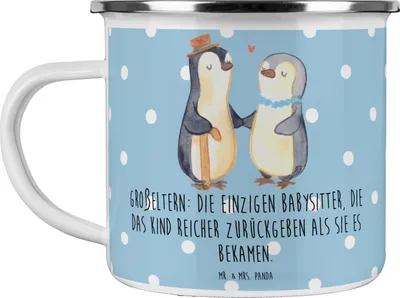 Produktbild von Mr. & Mrs. Panda Teetasse Großeltern Babysitter - Blau Pastell - Geschenk, Lustige Sprüche, Pott, Familie, Enkelkinder, Geschenke, Teebecher, Geschenkideen, Jubiläen