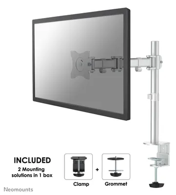 Productafbeelding van Neomounts NM-D135 - Bevestigingsset - Volledig verstelbaar - voor LCD-schermen - Zilver - Beeldschermgrootte: 25,4-76,2 cm (10"-30") - Bevestiging door klemmen, met hulpstukken, voor plaatsing op een tafel