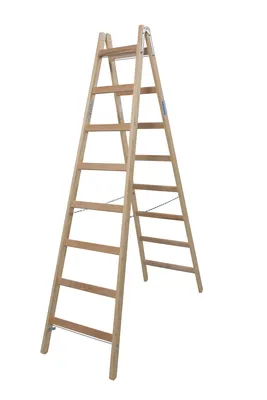 Produktbild von STABILO Holz-Sprossen-DoppelLeiter, 2x8 Sprossen, beidseitig begehbar, 170101
