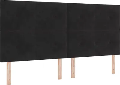 Image de Lit boxspring LED vidaXL avec tête de lit, noir, 200 x 200 cm, velours