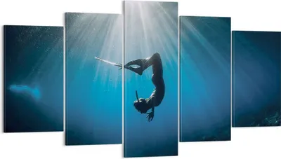 Produktbild von Bild auf Leinwand - Leinwandbild - 5 Teile - Flossen Boden Taucher - 160x85cm - Wand Bild - Wanddeko - Wandbilder - Leinwanddruck - Bilder - Wanddekoration - Leinwand bilder - Wandbild - EA160x85-5097