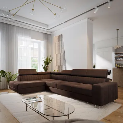 Produktbild von Masseno Ecksofa HESTION mit Schlaffunktion L-Form, Sofa mit Bettkasten, Wohnzimmersofa, Couch, Soffa, Bettsofa, Couchgarnitur- Braun, MONOLITH 29