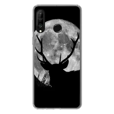 Produktbild von MuchoWow® Handyhülle Schutzhülle Hülle für Huawei P30 Lite Hirsch - Mond - Nacht Silikon Softcase Handy Hülle - Handyhülle