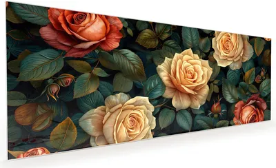 Produktbild von Küchenrückwand Spritzschutz Glas mit Motiv Rosenmuster Blumen 40 x 40 cm