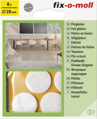 Produktbild von Filzgleiter rund 28mm weiß fix-o-moll