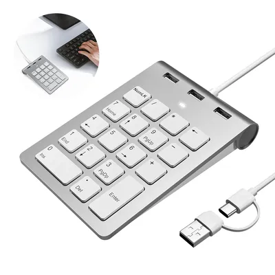 Produktbild von USB-Zifferntastatur mit 18 Tasten,Mechanischer Tastatur-Hub,Nummernblock für Laptop, Apple Mac, iMac, MacBook,130*92*20mm