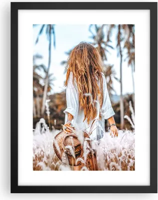 Produktbild von Gerahmtes Poster - Schwarzer Rahmen - Wiese Frau Gras - 30x40 cm - Wand Bild - Wanddeko - Wandbilder - Kunstposter - Wandposter - Bilderrahmen - Bilder - Kunstdruck - Wanddekoration - P2BPA30x40-5115