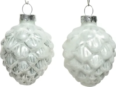 Produktbild von Christbaumschmuck Zapfen 7cm Glas 6 Stück - Winterweiß