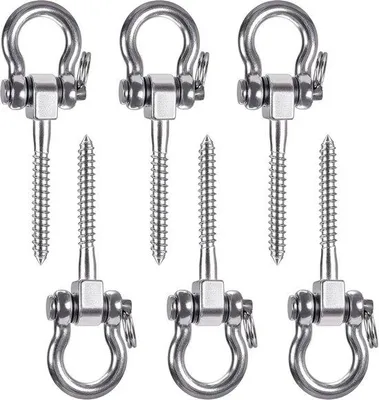 Immagine prodotto di Set di due ganci resistenti Adatto per altalene a 180 gradi, supporto per viti in acciaio inossidabile, Adatto per parchi giochi, yoga, amache, corde, sacchi di sabbia, sacchi da boxe, verande