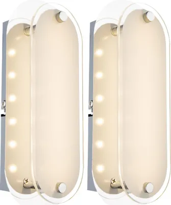 Produktbild von 2x LED Wandleuchte, Glas satiniert klar, Chrom, L 19 cm