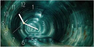 Produktbild von Wanduhr aus Glas mit Motiv Verlassener Tunnel- 60 x 30 cm - inkl. Aufhängesystem