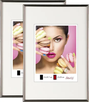 Produktbild von 2er 3er 5er Pack Photo Style Set Bilderrahmen Wanddeko Collage Poster Kunststoff Rahmen - Farbe: 2er Pack Stahl | Format: 40x60