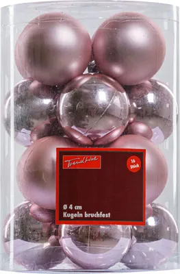 Produktbild von TrendLine Weihnachtskugeln bruchfest, langlebig Ø 4 cm rosé 16 Stück