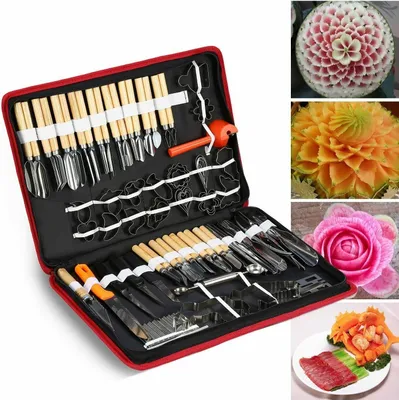Image de 80 PIÈCES Couteau à légumes portable Set d'outils pour les légumes Fruits Alimentaire Sculpture Gravure Sculpture Bois Cuisine Découpe