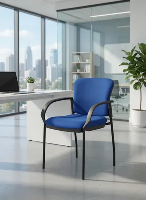 Produktbild von Moderner Bürosessel blau mit gepolsterter Sitzfläche und Armlehnen