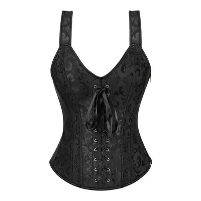 Produktbild von Damen Shapewear Korsett, Vintage Corsage Korsett Top mit Träger, Farbe: Schwarz, Größe:L