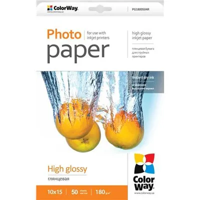 Produktbild von ColorWay Hochglanz-Fotopapier, 50 Blatt, 10x15, 180 g/m²