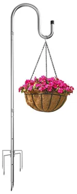Obrázek produktu pro Zahakový hák, 200 cm, robustní, zahradní, 5 zahaků, průměr tyče 16 mm, stříbrná barva, výškově nastavitelný