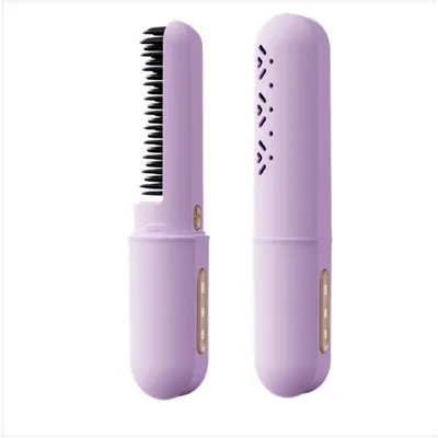 Produktbild von INF Mini kabellose Haarglättbürste mit Negativionen ABS 19cm für Reisen Violett