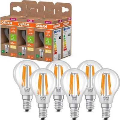 Produktbild von 6 x Osram LED Filament P45 Tropfen 2,2W = 40W E14 klar 470lm warmweiß 2700K Ultra effizient