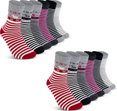 Produktbild von 6 oder 12 Paar THERMO Socken Damen mit Innenfrottee Wintersocken Damensocken 38202 - 12er 39-42