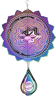 Produktbild von Edelstahl Windspiel | 3D Vogelabwehr Windspinner | 30cm Buntes Rotierendes Windspiel für Outdoor und Indoor